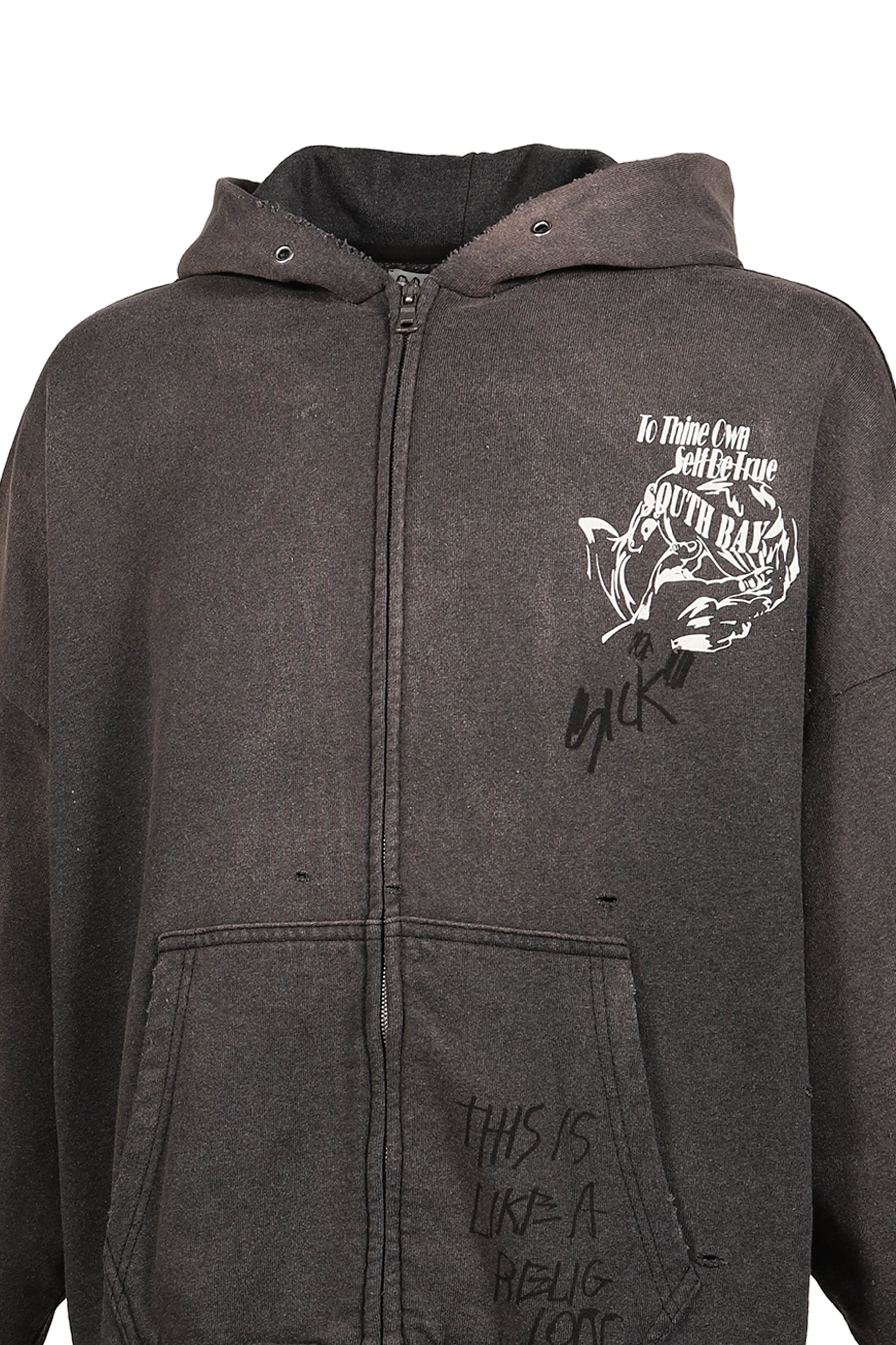 CARRYING THE MESSAGE ZIP HOODED SWEATSHIRT / BLK