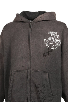 CARRYING THE MESSAGE ZIP HOODED SWEATSHIRT / BLK