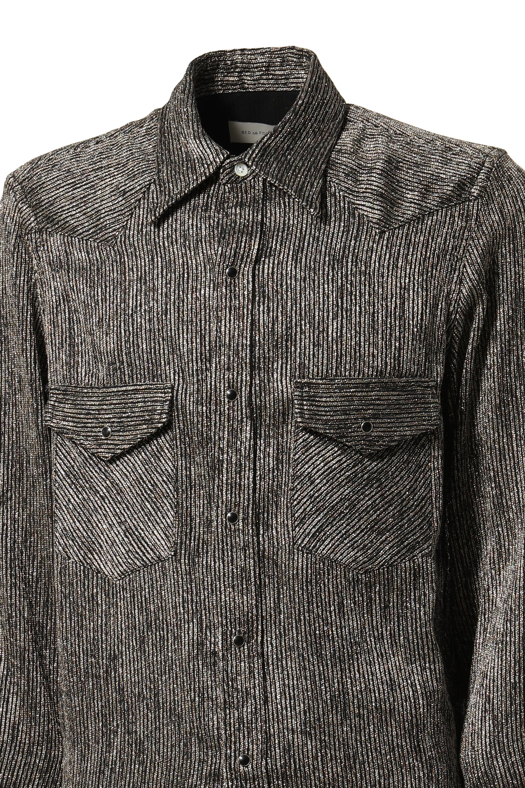 BED J.W. FORD ベッドフォード FW23 GLITTER WESTERN SHIRTS / SIL -NUBIAN