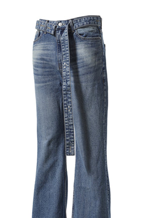 BELTED LOOSE BOOTCUT JEAN / BLUE BLU