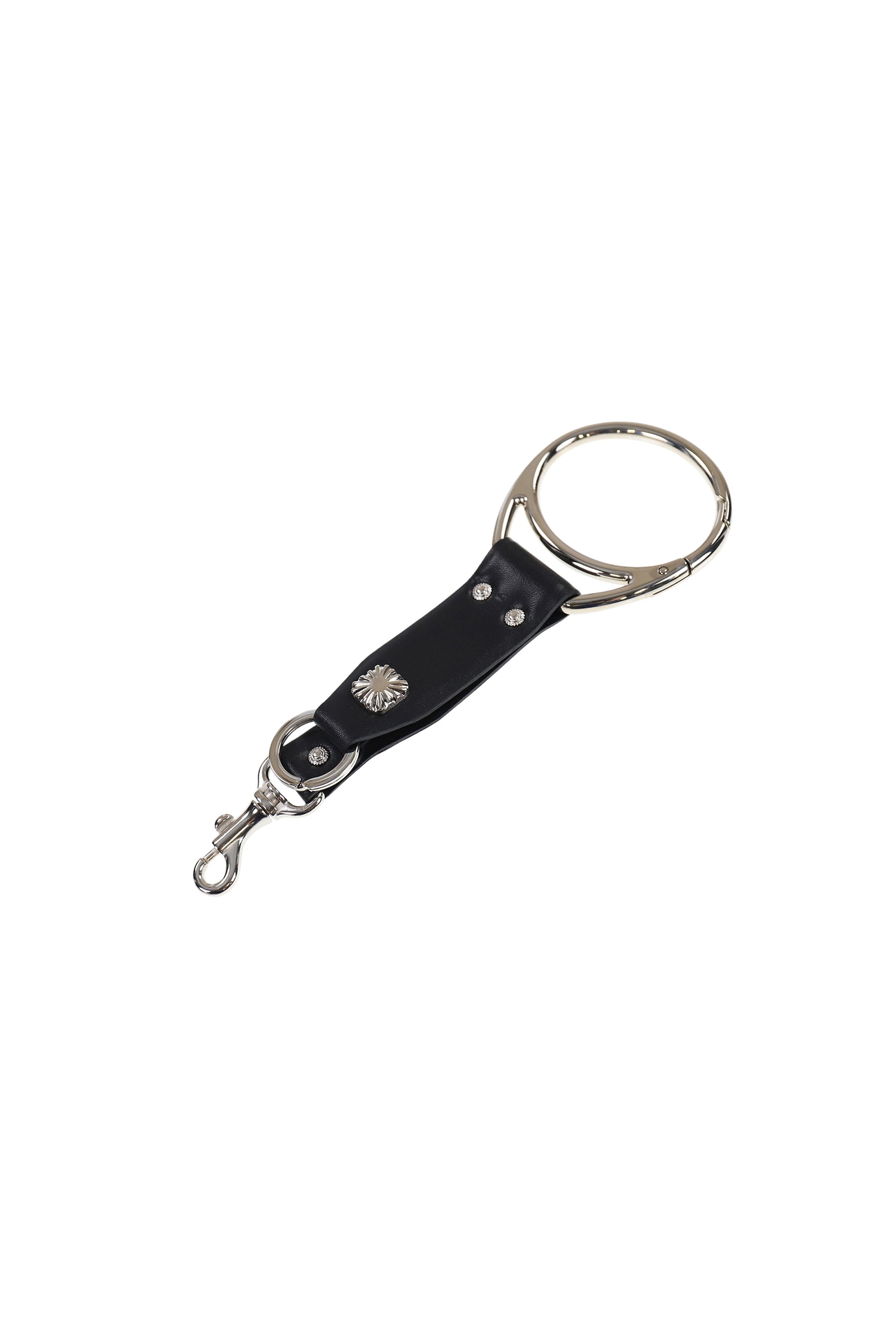 LEATHER KEY RING / BLK