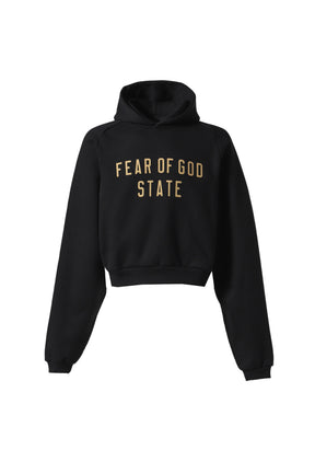 FLEECE CROPPED HOODIE / BLK