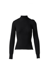 BIG LABEL INSIDE-OUT KNITTED TURTLENECK / BLACK