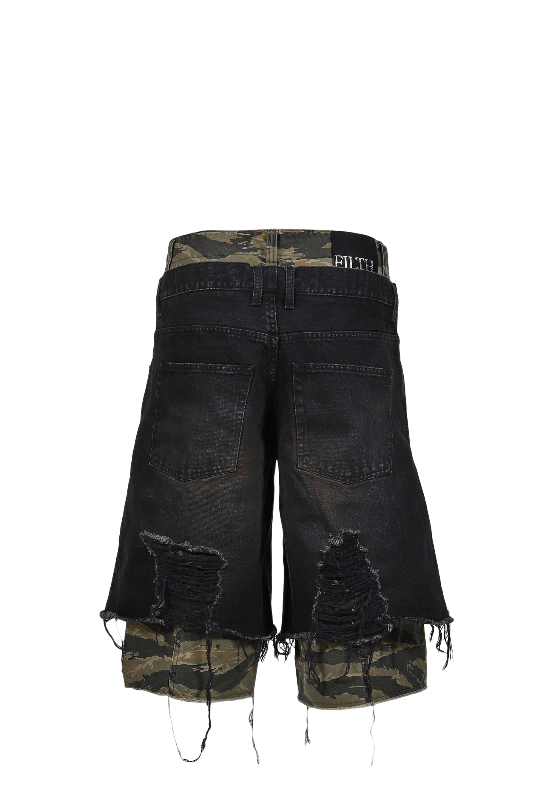 LAYERED BAGGY SHORTS / BLK CAMO 