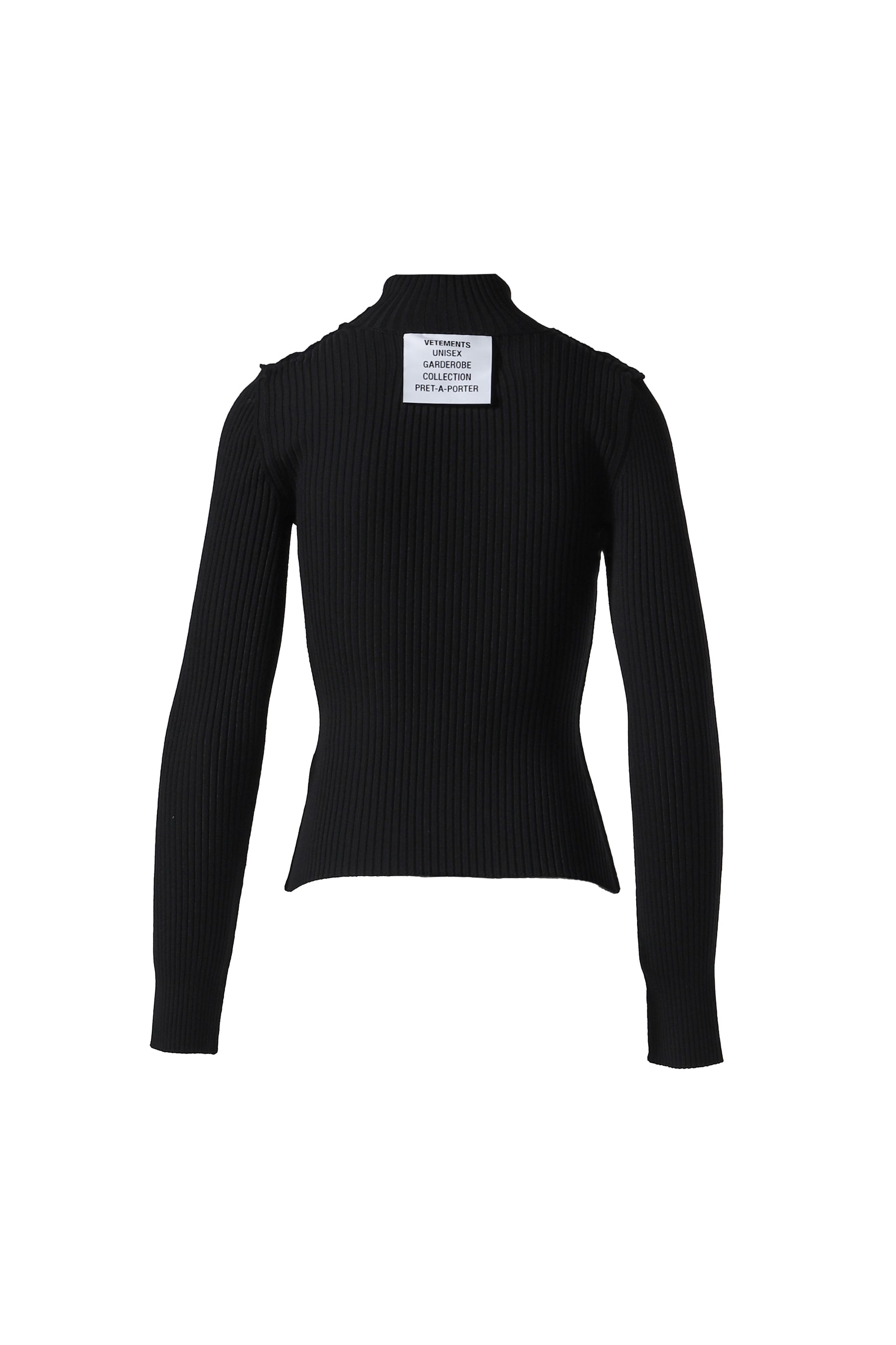 BIG LABEL INSIDE-OUT KNITTED TURTLENECK / BLACK