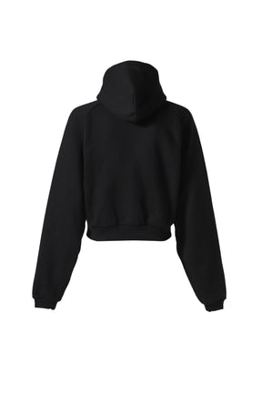 FLEECE CROPPED HOODIE / BLK