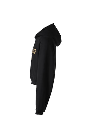 FLEECE CROPPED HOODIE / BLK