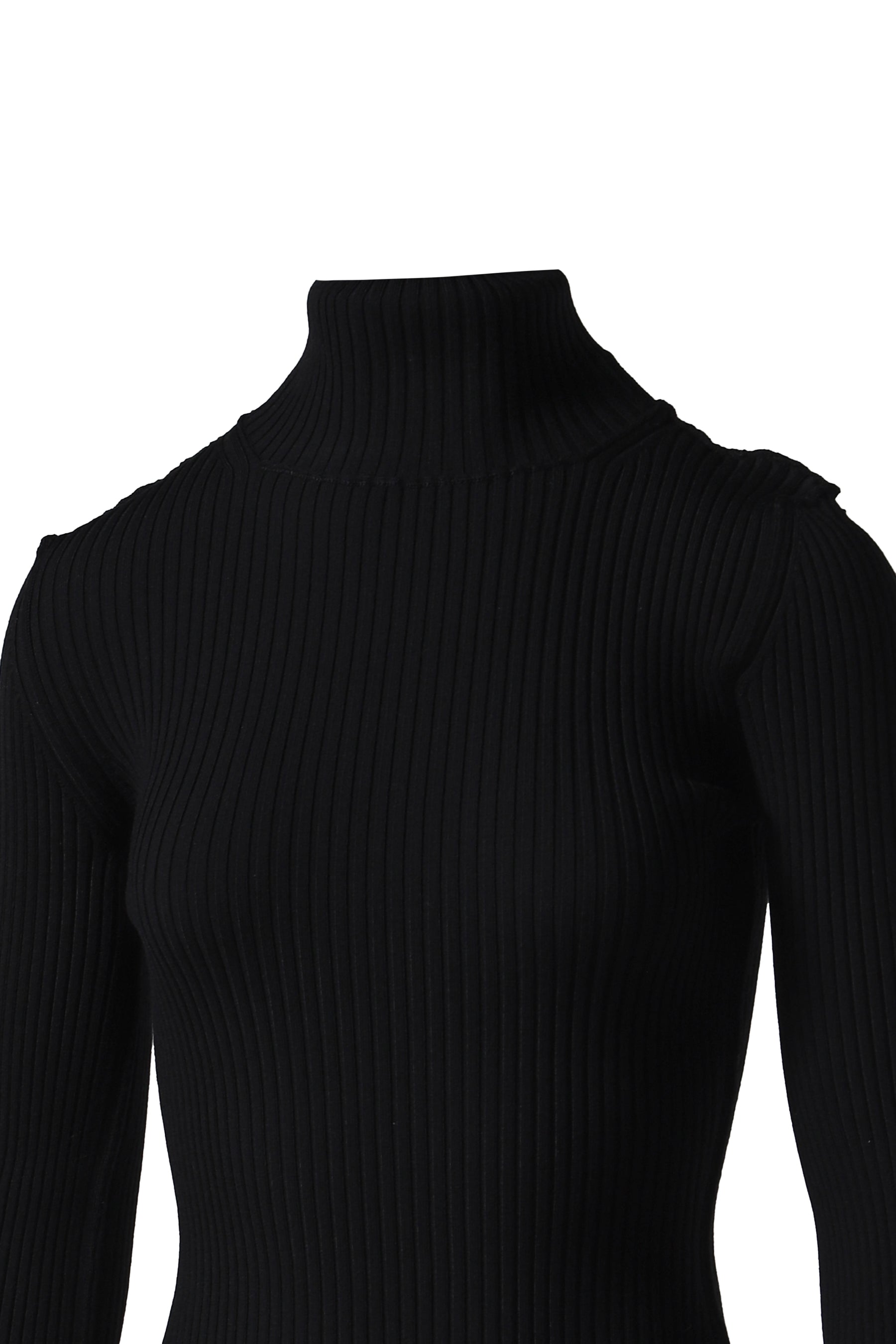 BIG LABEL INSIDE-OUT KNITTED TURTLENECK / BLACK