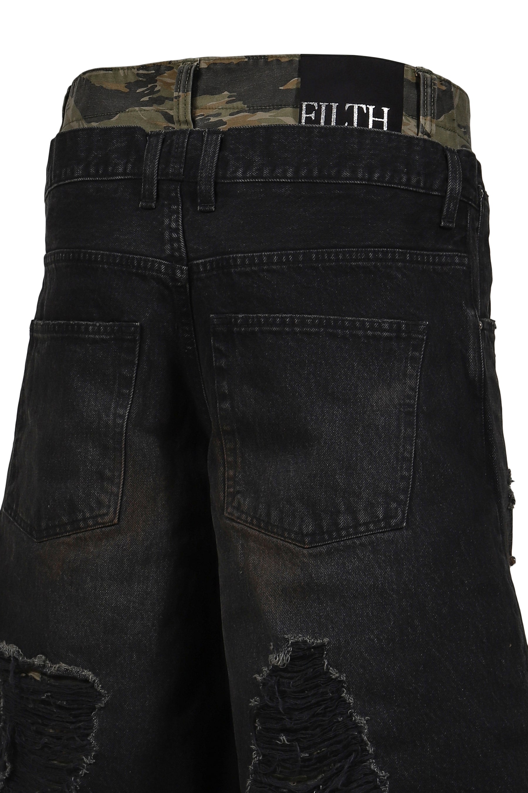 LAYERED BAGGY SHORTS / BLK CAMO 