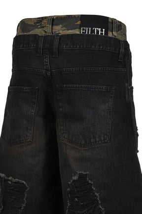 LAYERED BAGGY SHORTS / BLK CAMO 