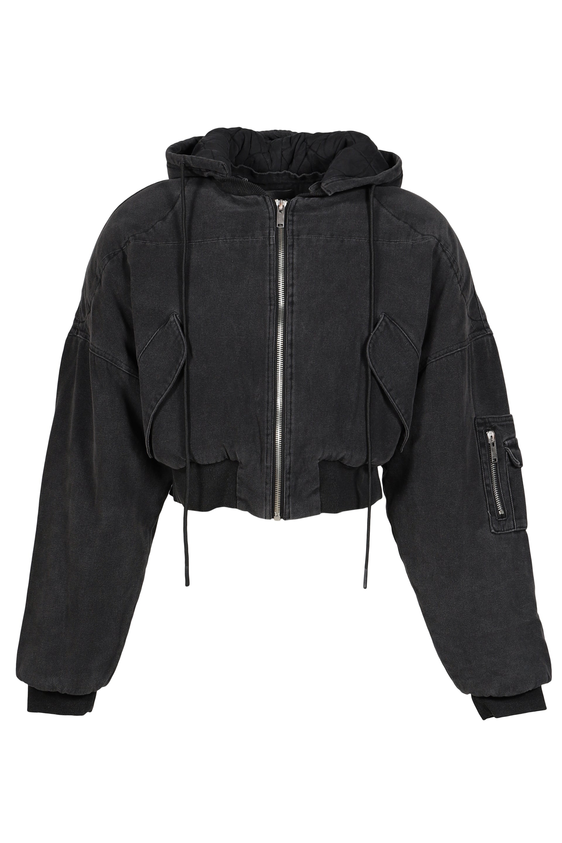 BERLIN CROPPED BOMBER JACKET / WASHED BLK