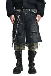 LAYERED BAGGY SHORTS / BLK CAMO 