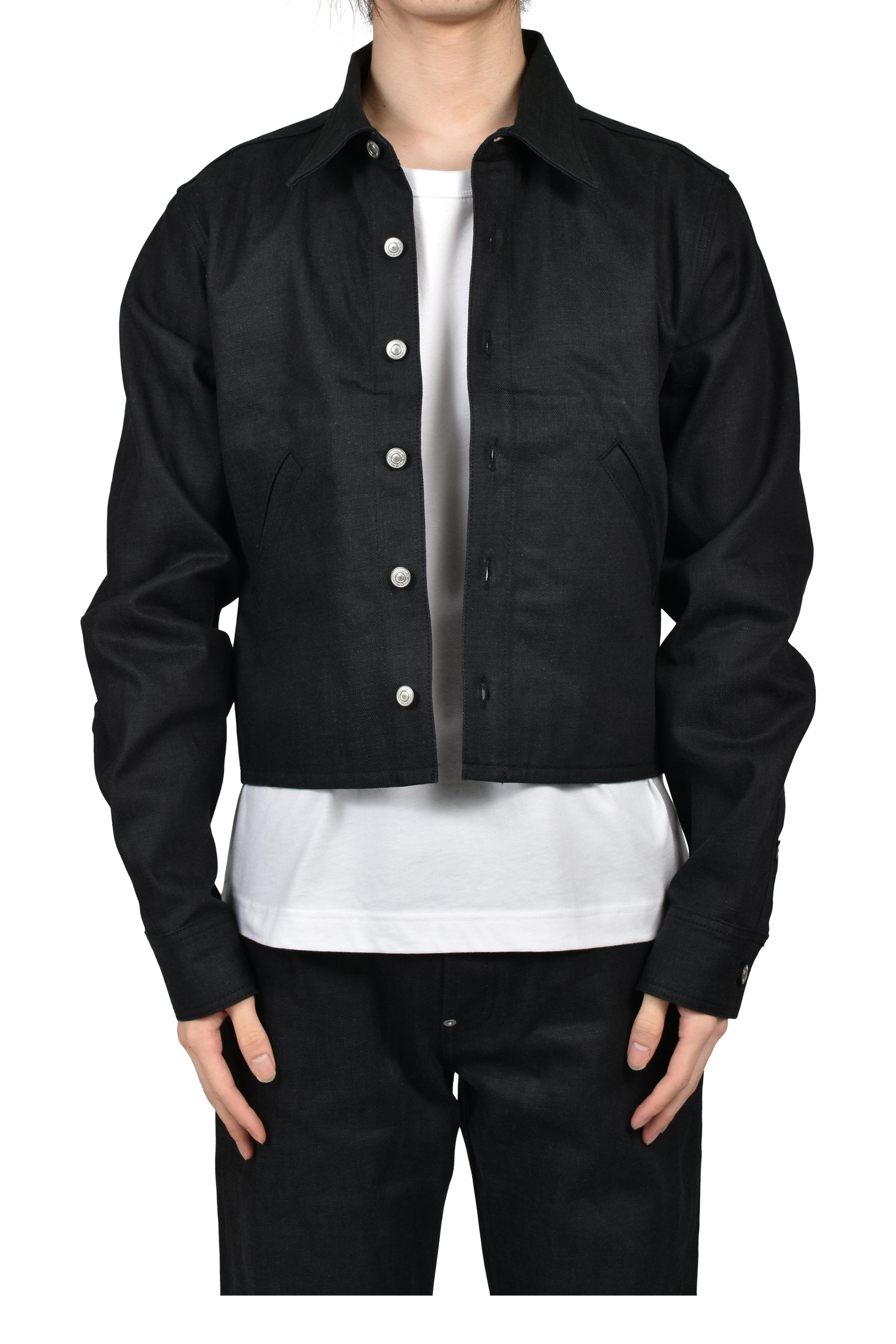 RH CROPPED DENIM SHIRT / RAW BLK