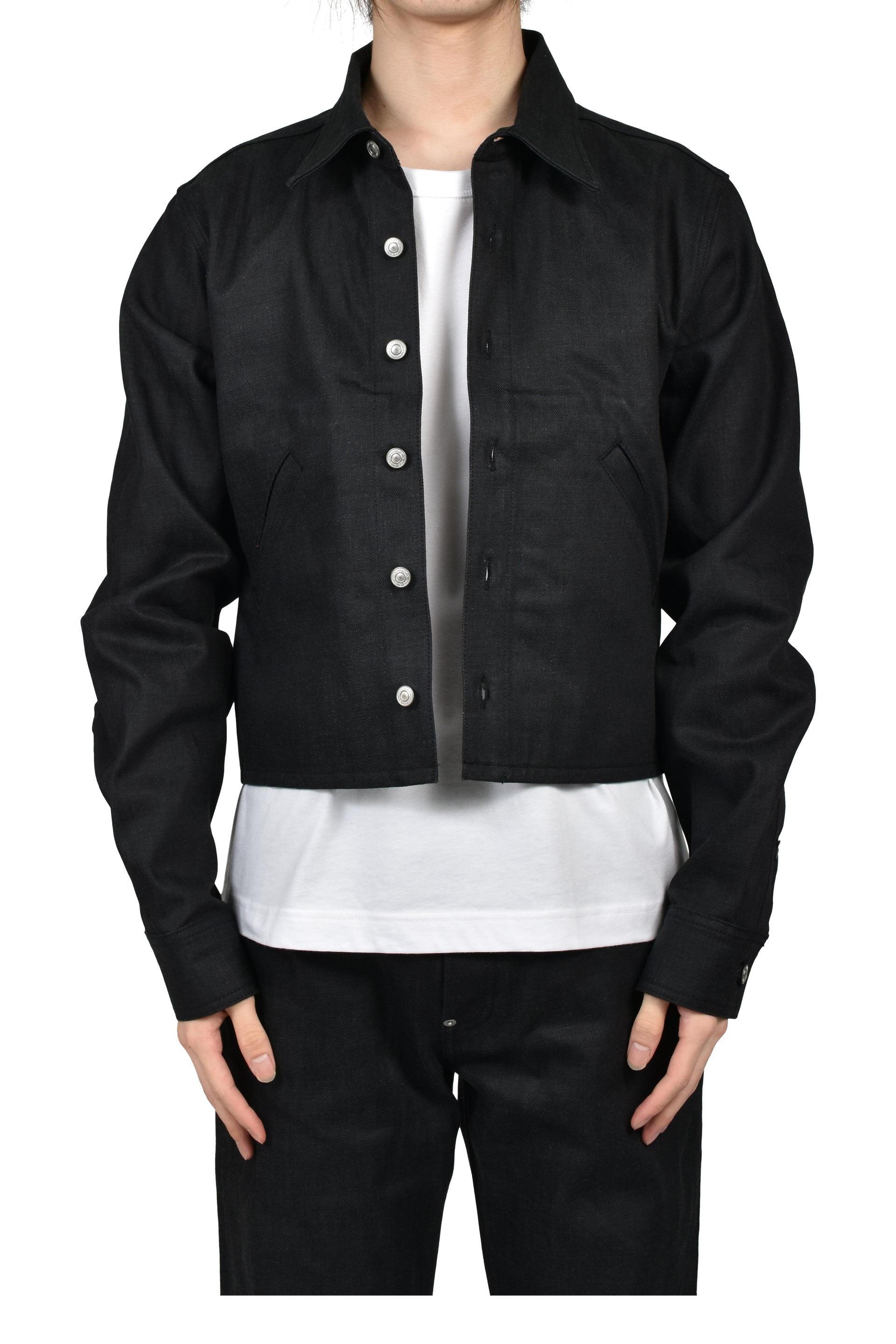 RH CROPPED DENIM SHIRT / RAW BLK