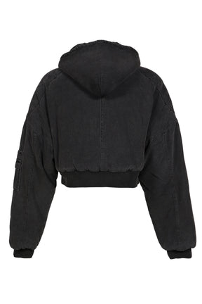 BERLIN CROPPED BOMBER JACKET / WASHED BLK