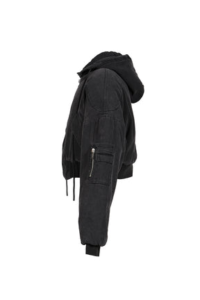 BERLIN CROPPED BOMBER JACKET / WASHED BLK