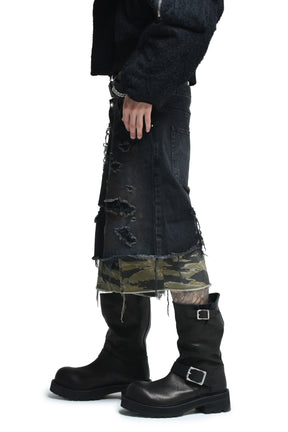 LAYERED BAGGY SHORTS / BLK CAMO 