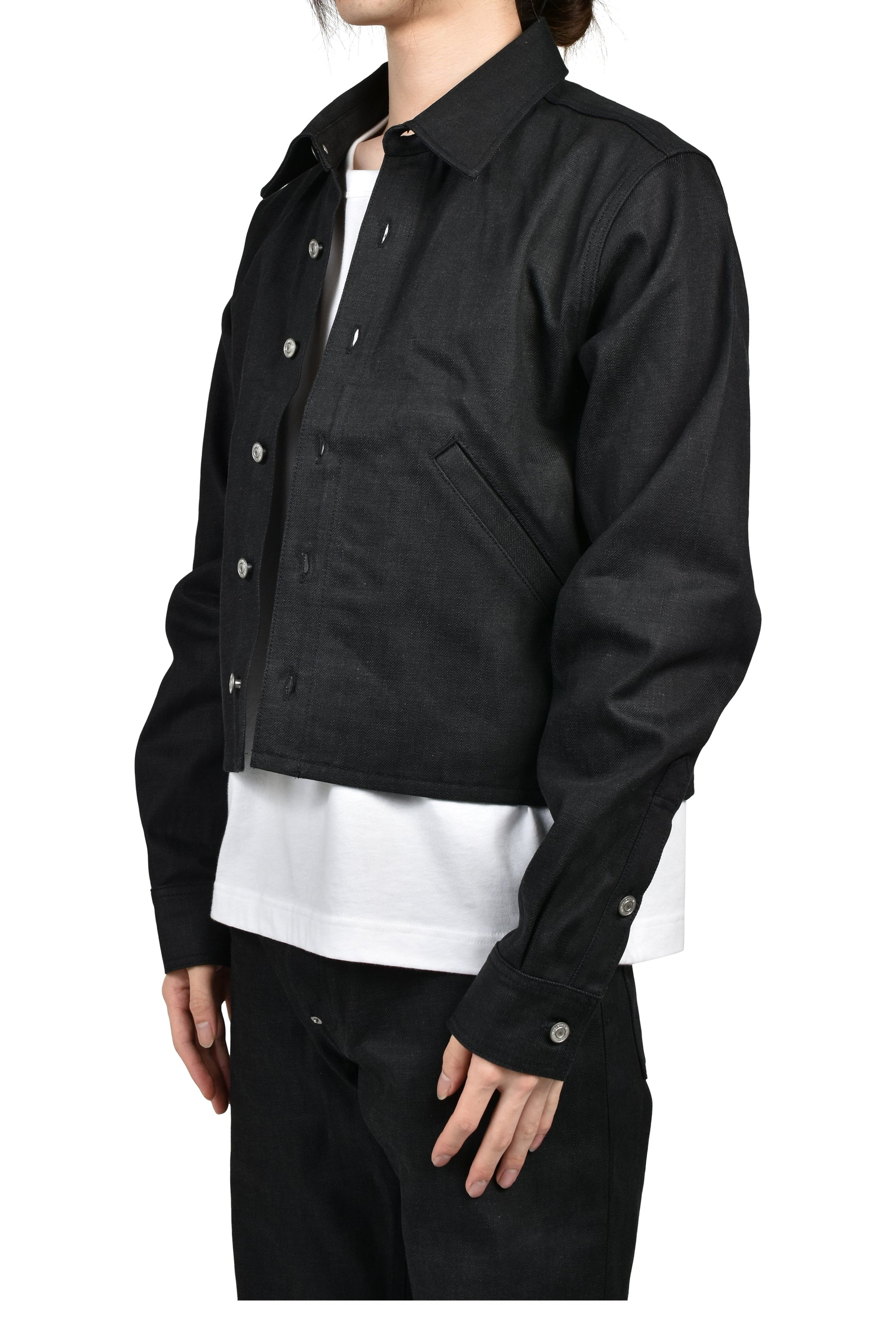 RH CROPPED DENIM SHIRT / RAW BLK
