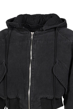 BERLIN CROPPED BOMBER JACKET / WASHED BLK