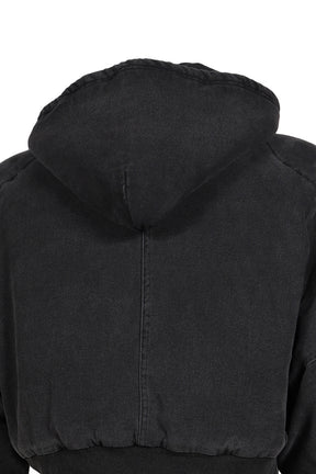 BERLIN CROPPED BOMBER JACKET / WASHED BLK