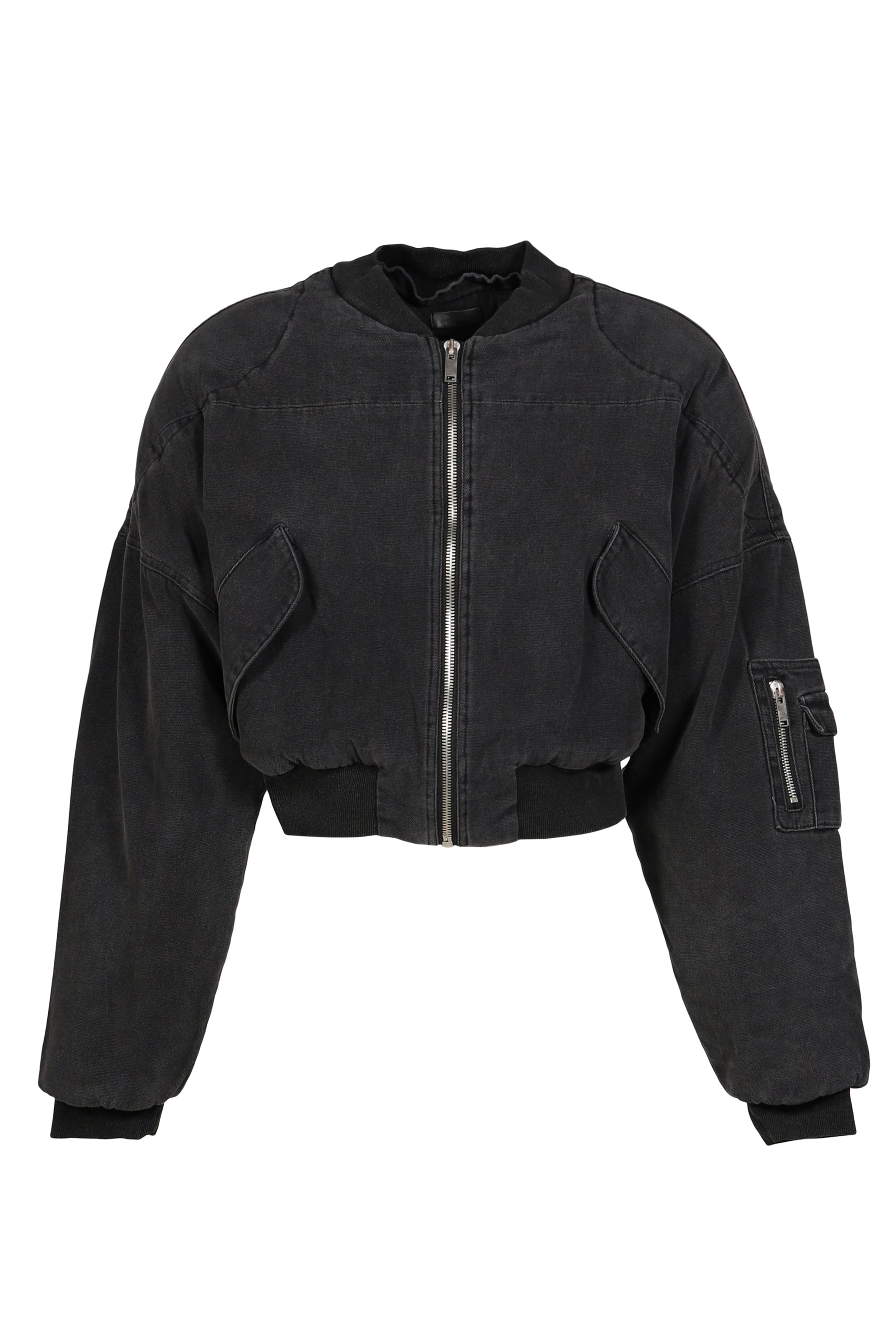 BERLIN CROPPED BOMBER JACKET / WASHED BLK