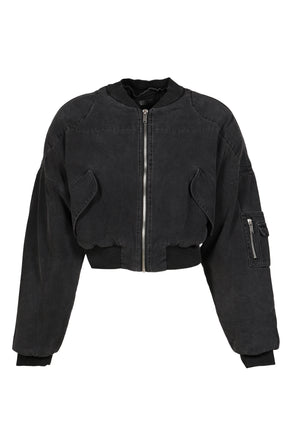 BERLIN CROPPED BOMBER JACKET / WASHED BLK