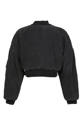 BERLIN CROPPED BOMBER JACKET / WASHED BLK