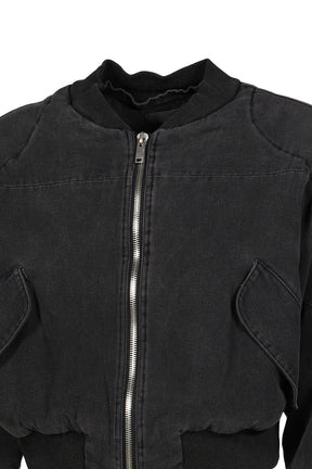 BERLIN CROPPED BOMBER JACKET / WASHED BLK