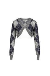 ULTRA-SHORT KNIT CARDIGAN / GRY