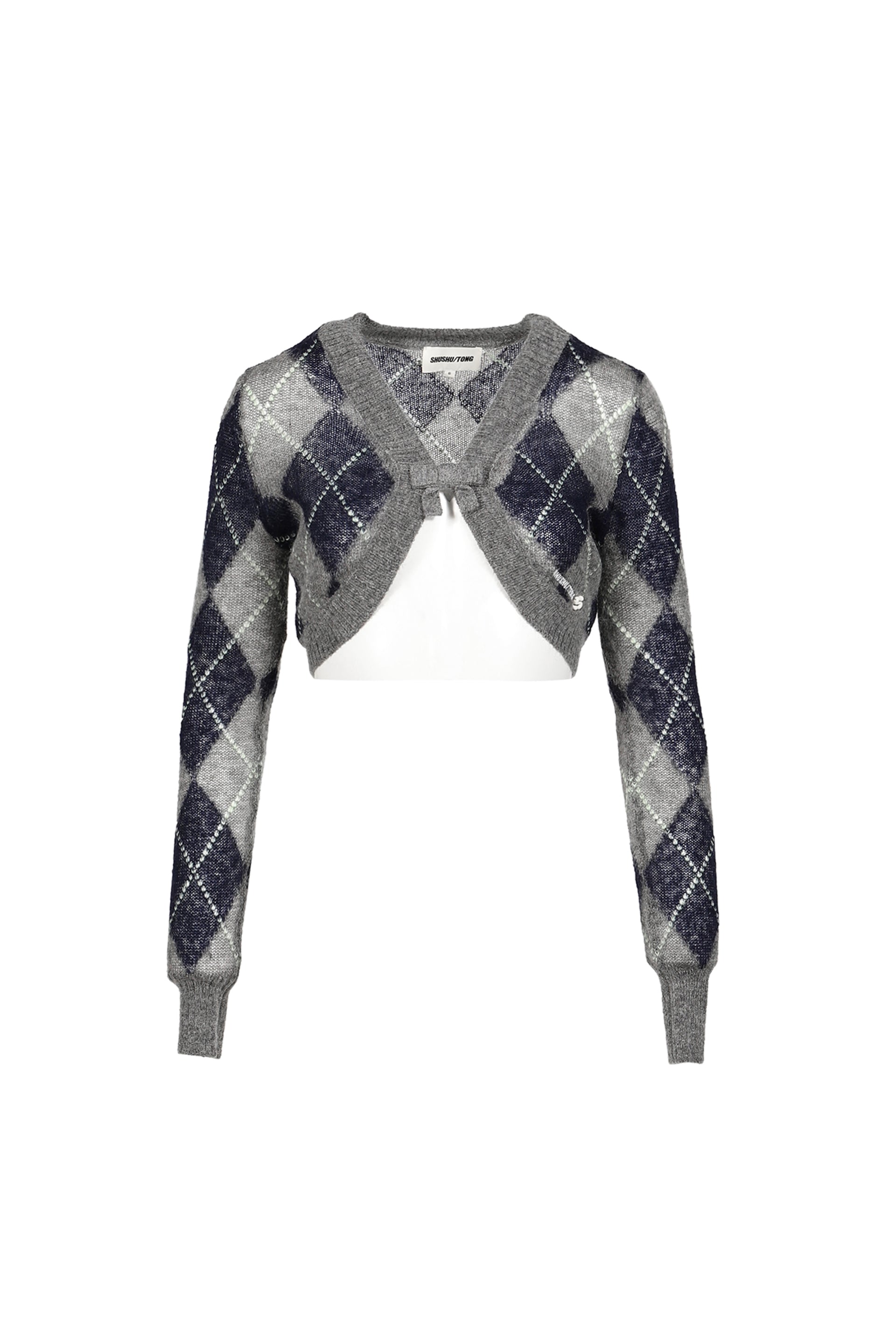 ULTRA-SHORT KNIT CARDIGAN / GRY