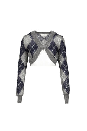 ULTRA-SHORT KNIT CARDIGAN / GRY