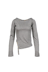 MAHO OFF-SHOULDER STRIPE LONG SLEEVE / GRY