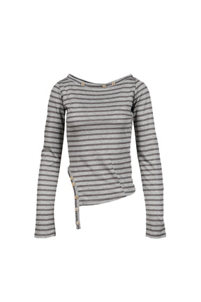 MAHO OFF-SHOULDER STRIPE LONG SLEEVE / GRY