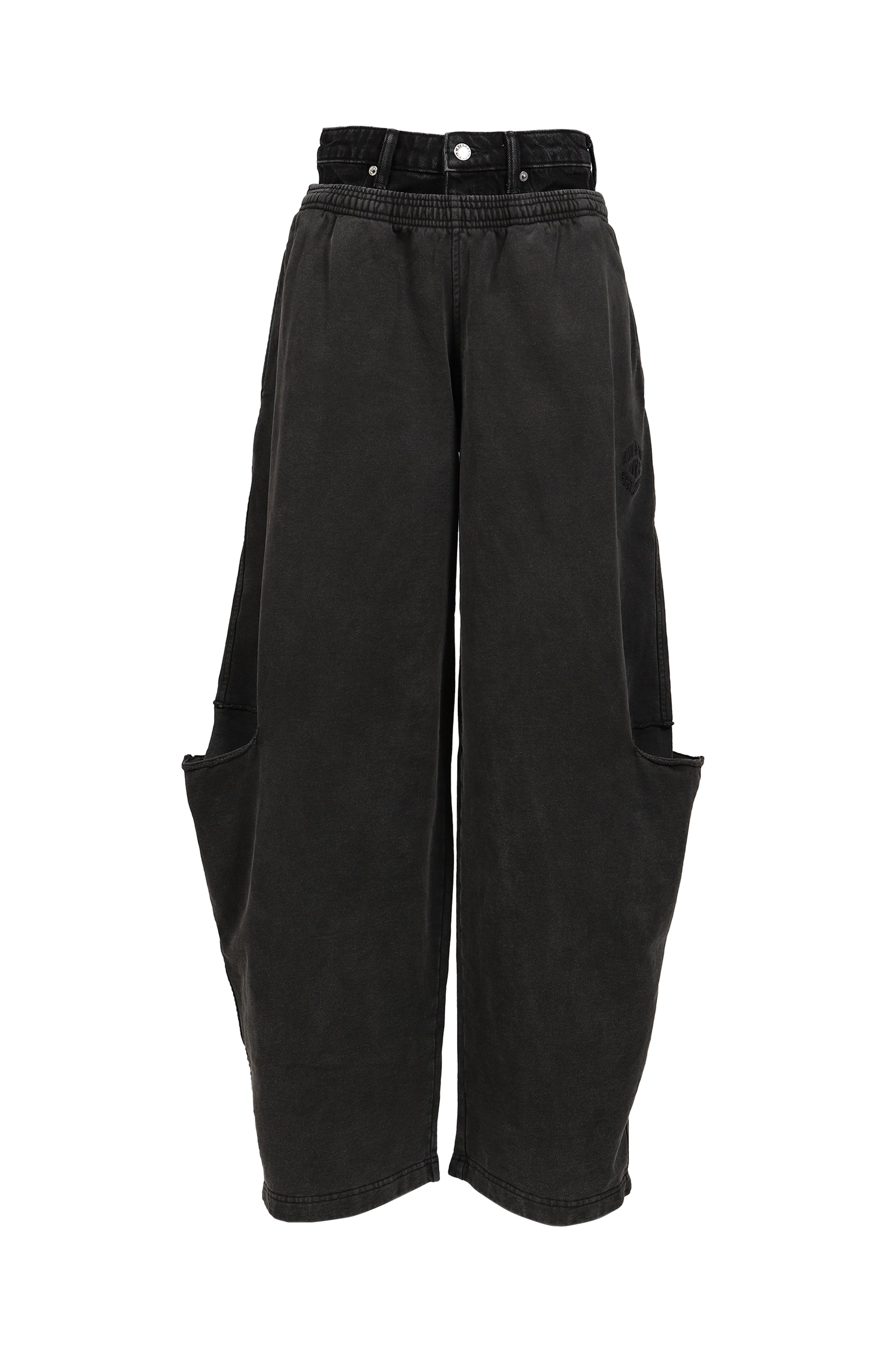 PRE-STYLED SLASHED SWEATPANT / WASHED BLK