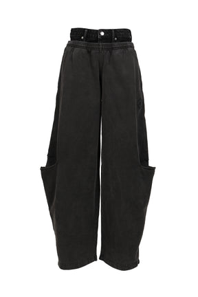 PRE-STYLED SLASHED SWEATPANT / WASHED BLK