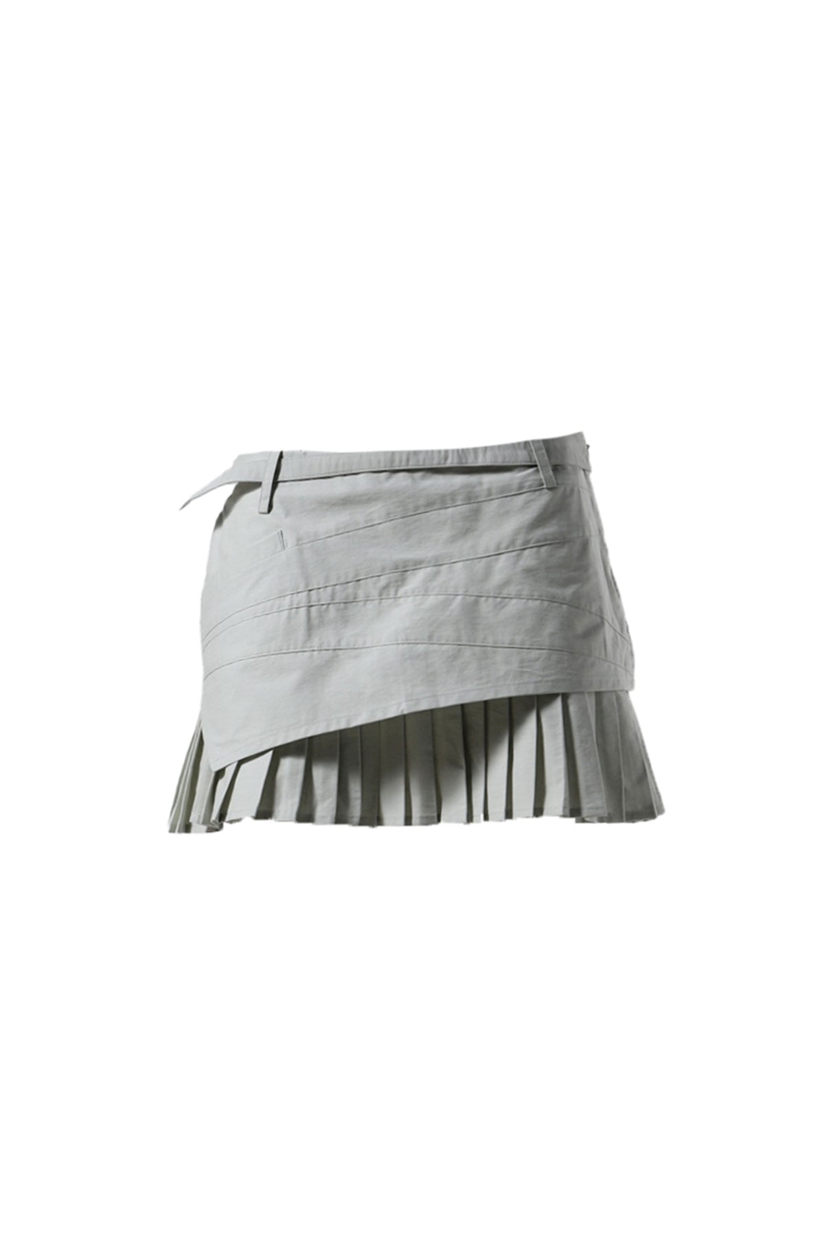 NYLON LAYERED PLEATED SKIRT / CYAN