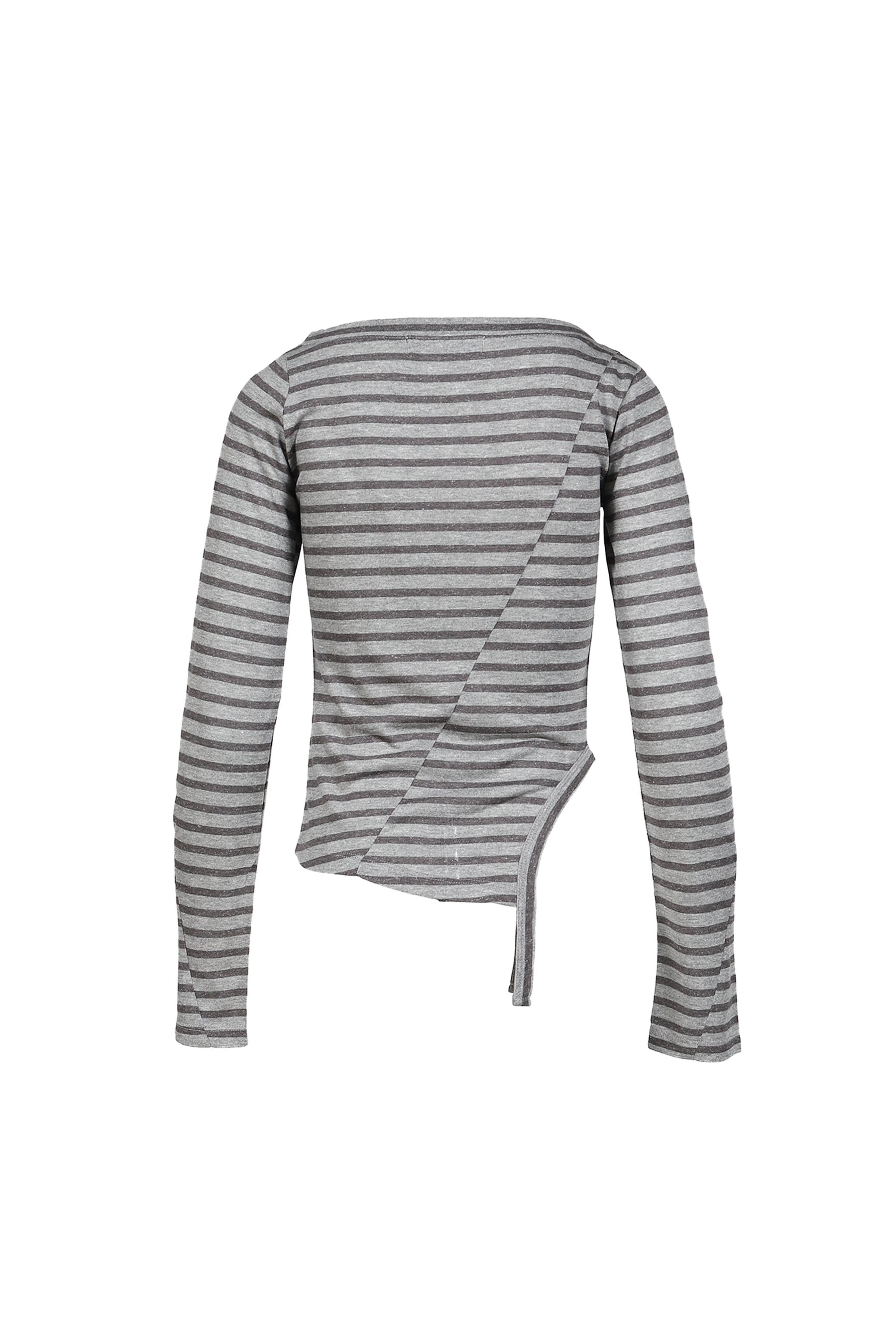 MAHO OFF-SHOULDER STRIPE LONG SLEEVE / GRY