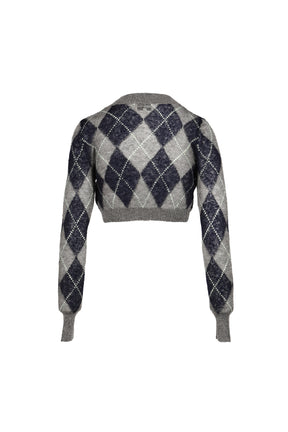 ULTRA-SHORT KNIT CARDIGAN / GRY
