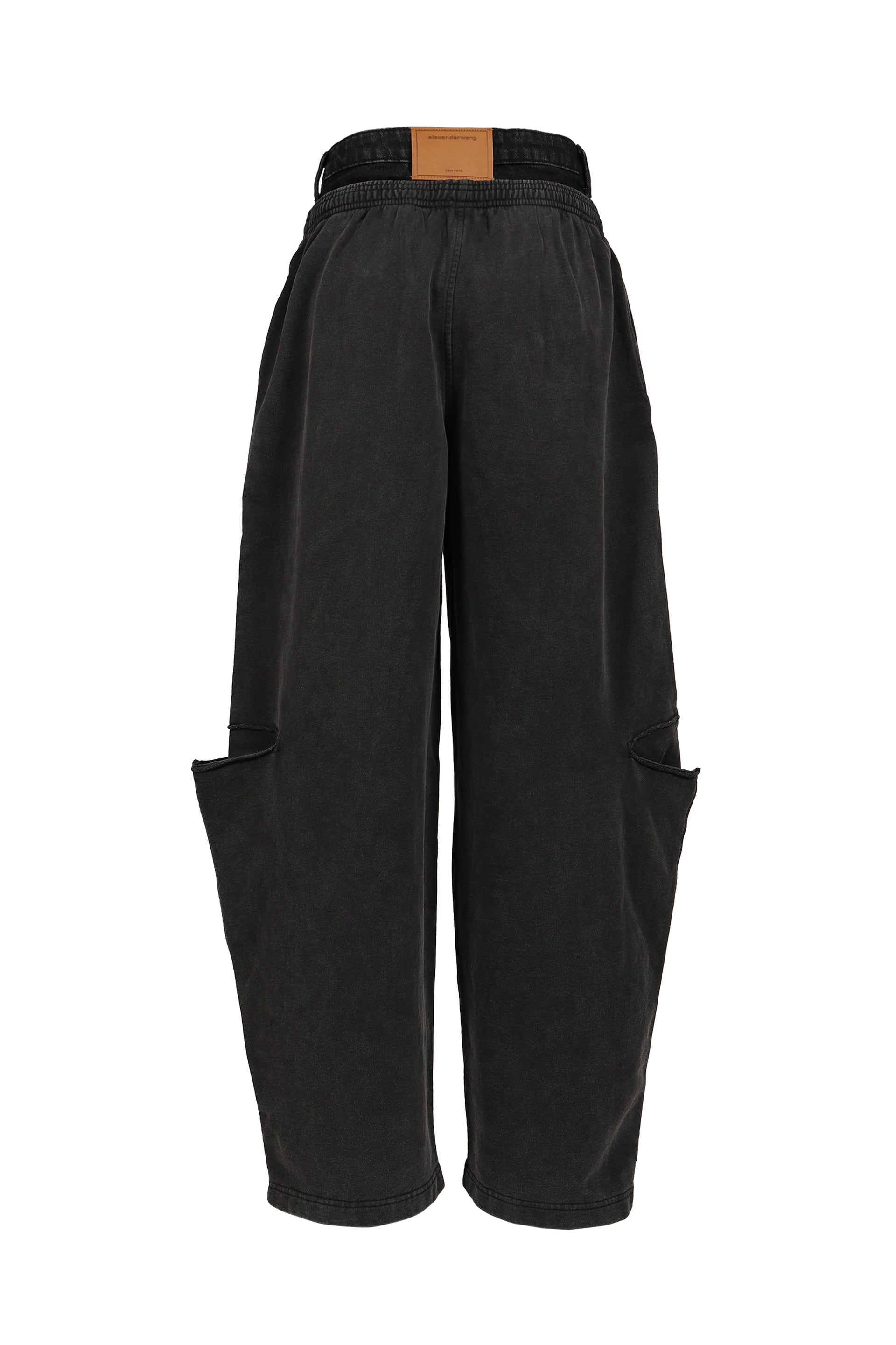 PRE-STYLED SLASHED SWEATPANT / WASHED BLK