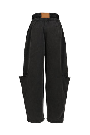 PRE-STYLED SLASHED SWEATPANT / WASHED BLK