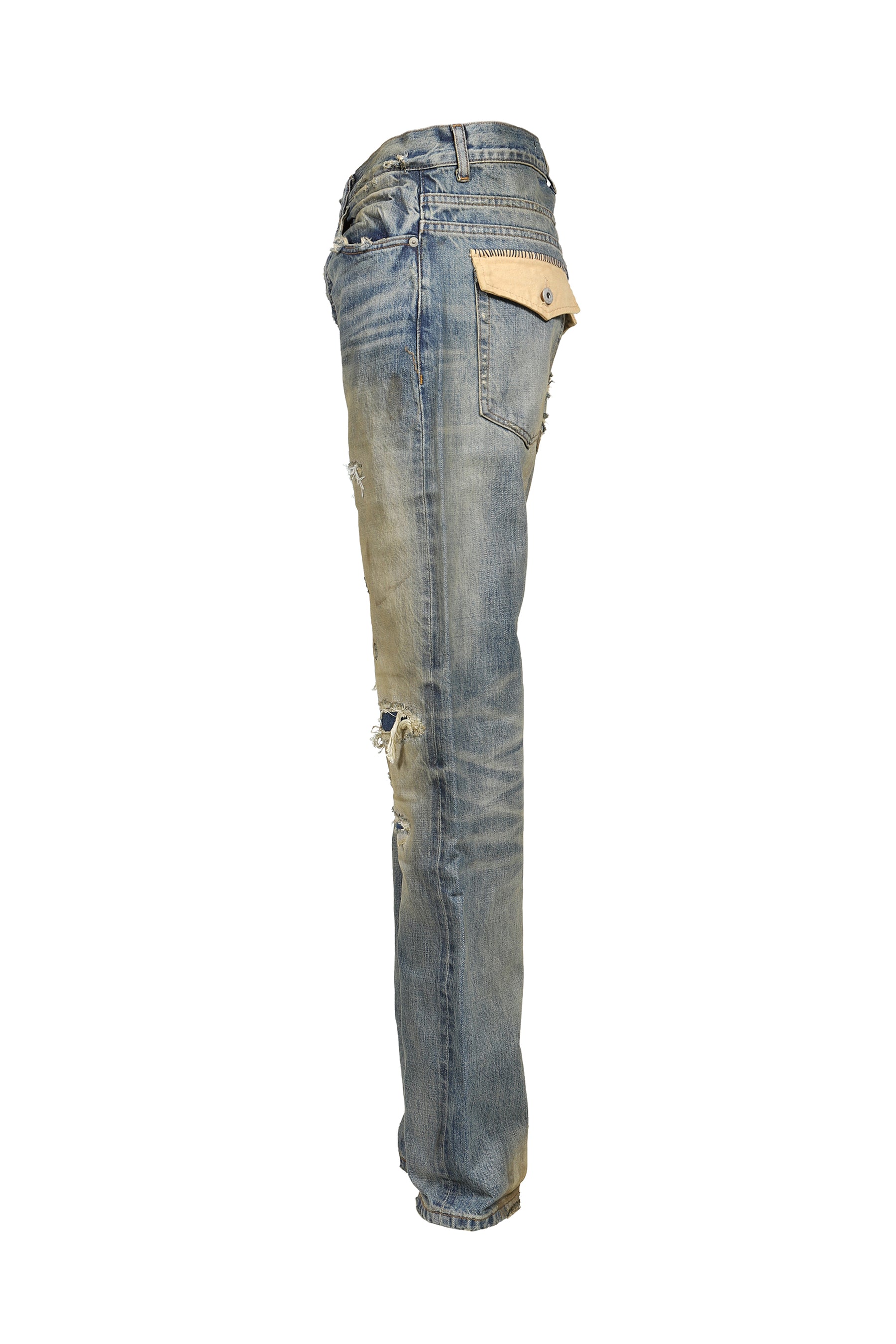 WASHED BOOTCUT DENIM / BLU