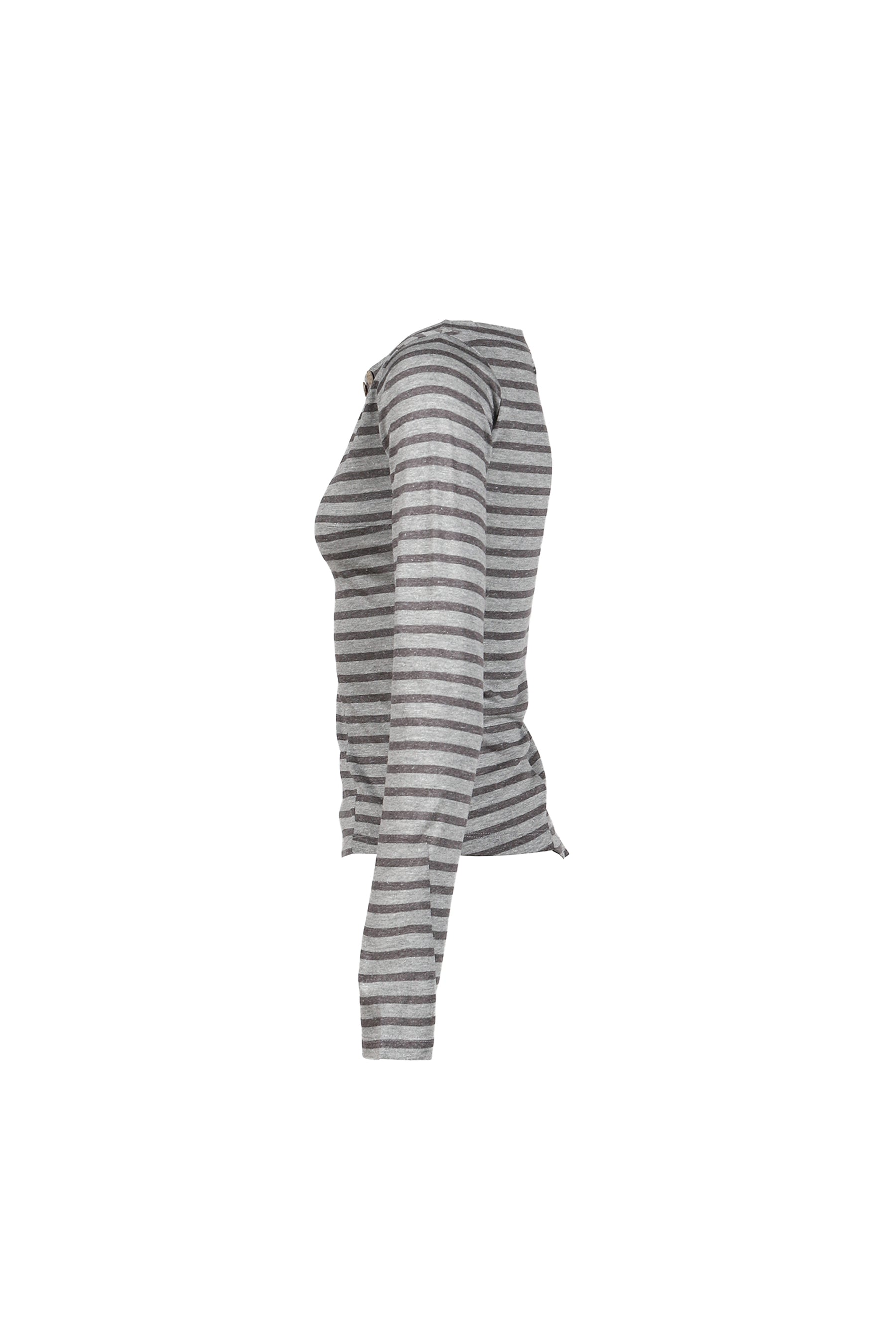 MAHO OFF-SHOULDER STRIPE LONG SLEEVE / GRY