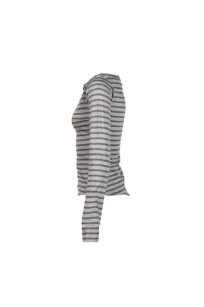 MAHO OFF-SHOULDER STRIPE LONG SLEEVE / GRY
