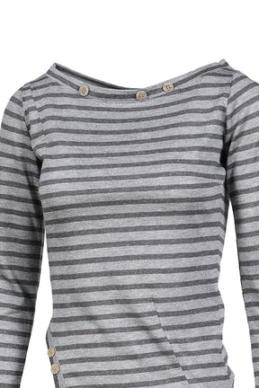 MAHO OFF-SHOULDER STRIPE LONG SLEEVE / GRY