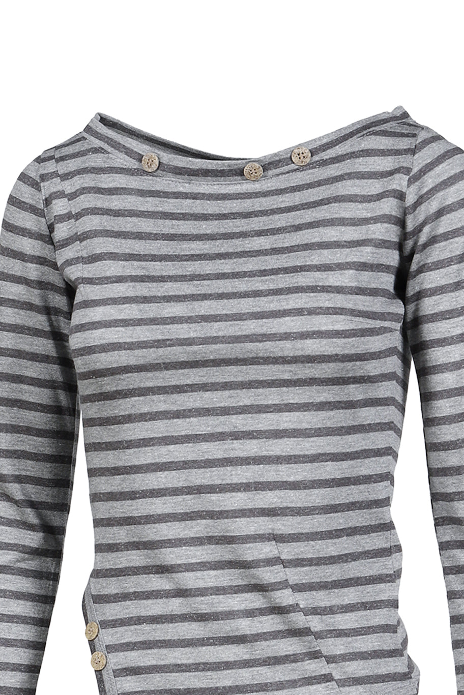 MAHO OFF-SHOULDER STRIPE LONG SLEEVE / GRY
