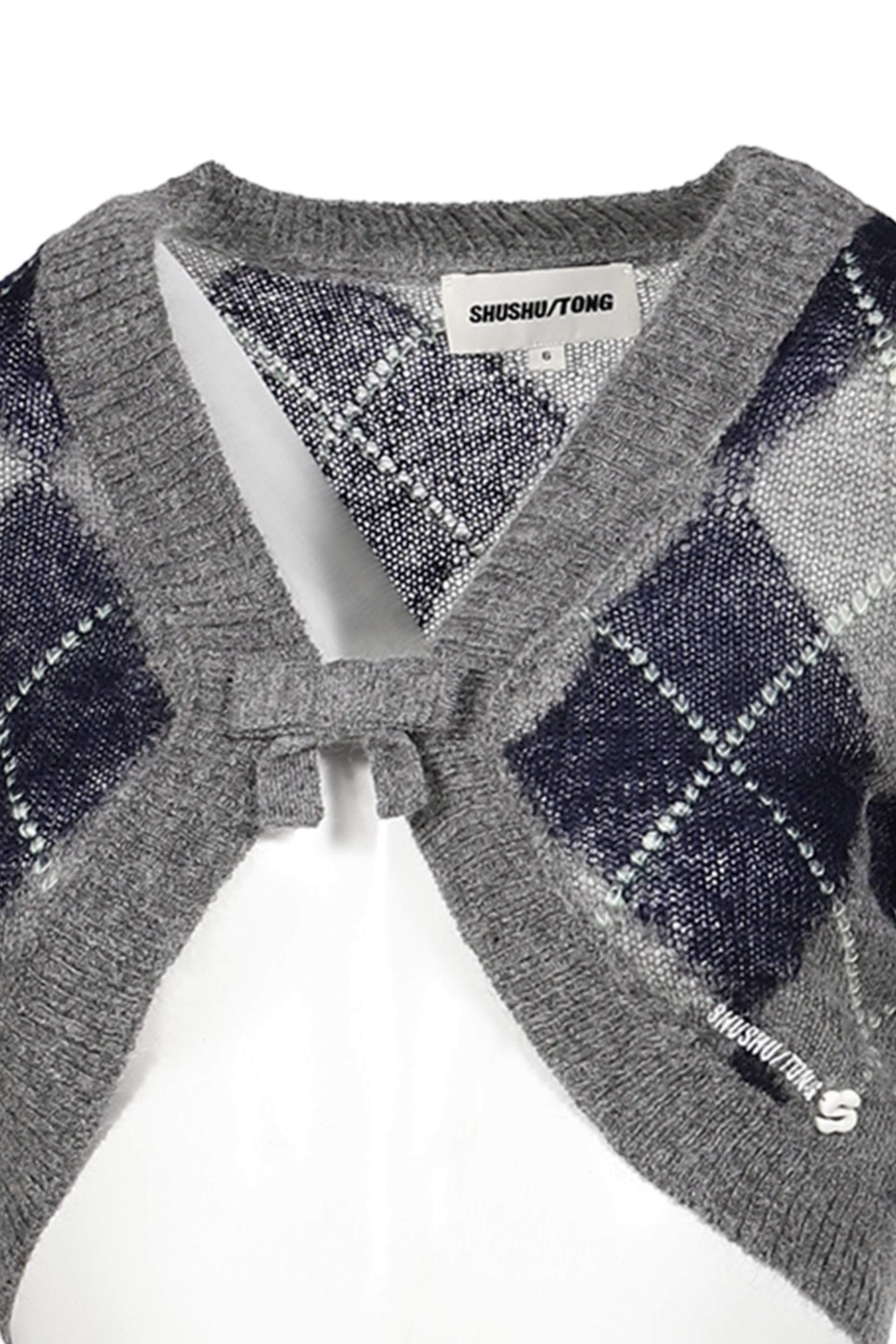 ULTRA-SHORT KNIT CARDIGAN / GRY