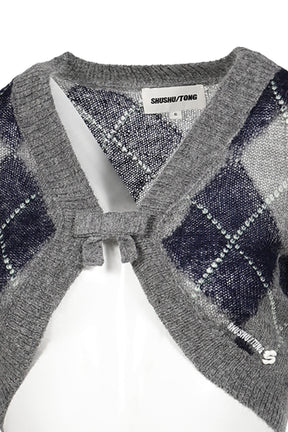 ULTRA-SHORT KNIT CARDIGAN / GRY