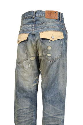 WASHED BOOTCUT DENIM / BLU