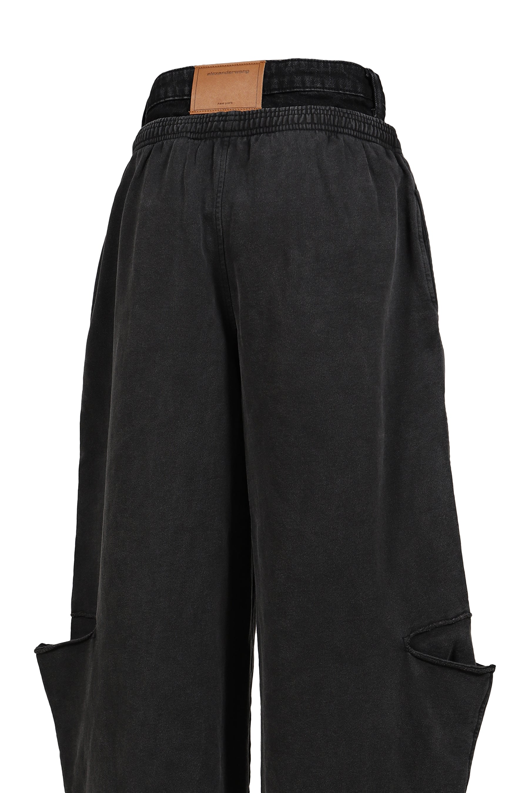 PRE-STYLED SLASHED SWEATPANT / WASHED BLK