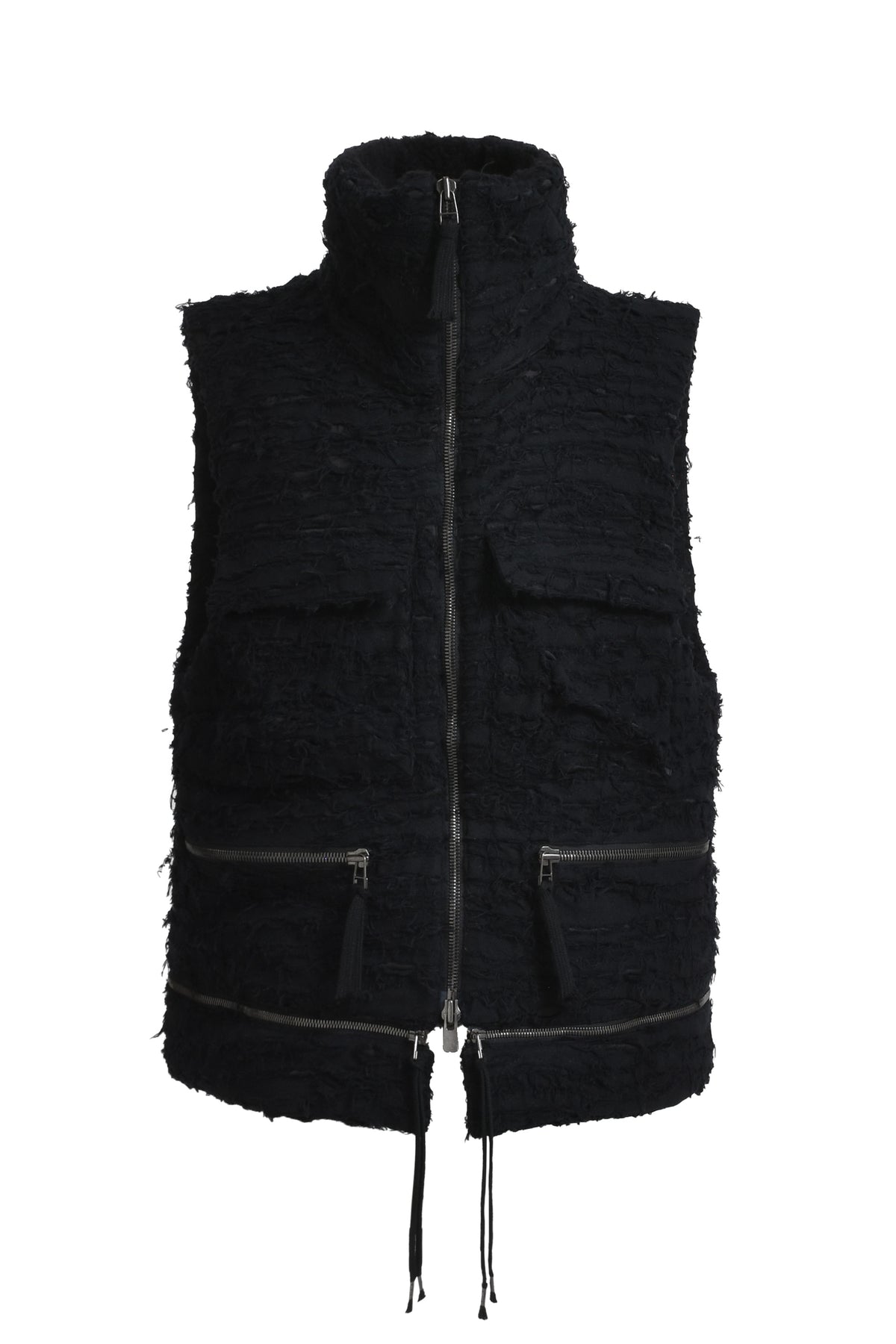 DISTRESSED DOWN VEST / BLK